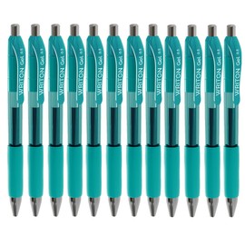 Writon Retractable & Refillable Gel Pens, Comfort Grip, 0.5mm Fine Point, Turquoise Ink, 12 Pack