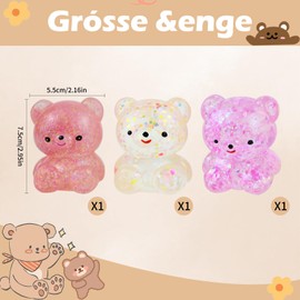 KATIMI Pack of 3 Bear-Shaped Stress Ball Children, Bears Anti-Stress Balls Toy Squishy, Hand Exercise, Anti-Stress Ball Children, TPR Squeeze Ball for Relaxation, Anxiety, Fidget Tension (3 Colours)