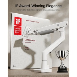 monTEK Sleek Aluminum Monitor Arm for 17–57” Ultrawide Screens up to 59 lbs, Heavy Duty Single Monitor Arm Desk Mount, Pneumatic Lift, Quick-Release Plate, Clamp/Grommet, Max VESA 100x100