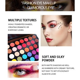 Beauty Glazed Eyeshadow Palette, 35 Colors Eyeshadow, Pearl/Mat, Transparency, Moisturizing Ingredients, European and American Style, Portable, Easy to Use, Multicolor