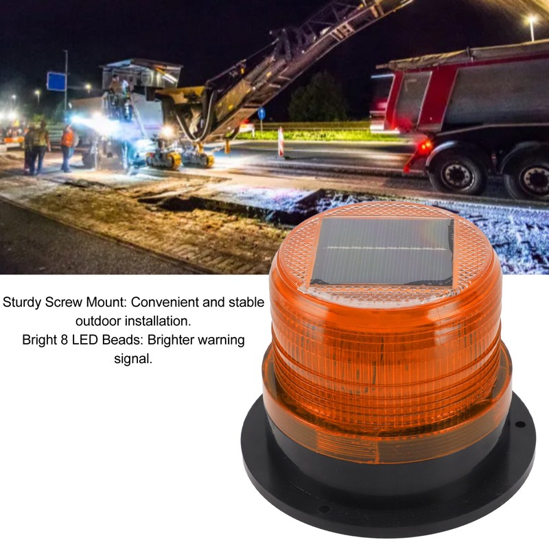 Solar Beacon Light Caution Light 8 LED Dusk to Dawn