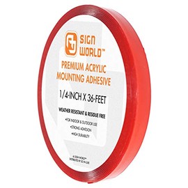 AJ Sign World BEST 1/4" Acrylic Double Sided Mounting Tape, Residue Free Upon Removal, Crystal Clear, Heavy Duty, Weather-resistant (1/4-Inch x 36 Feet)
