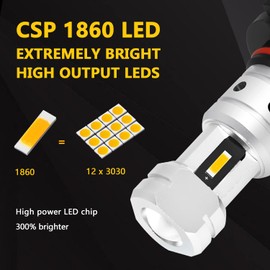 PHINLION 9006 Yellow Fog Light Bulbs 3800 Lumens Super Bright HB4 9006LL LED Bulb Replacement for Car Truck SUV Fog Lights or DRL Lamps, 3000K Golden Yellow