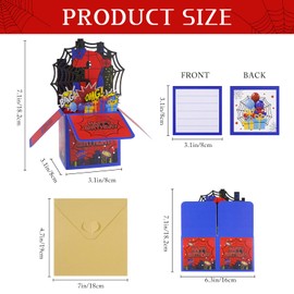 Spider 3rd Birthday Pop Up Card, 3D Happy Birthday Pop Up Greeting Card for Boys Girls with Envelope, Unique Handmade Foldable Party Decoration Supplies