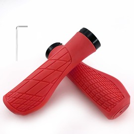 Bike Grips,Anti-slip Bicycle Handlebar Grips 22mm,Soft Bike Handlebar Grips for MTB etc (Red)