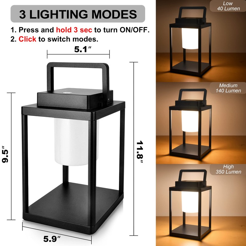BRIMMEL Aluminum Outdoor Table Lamp - Rechargeable 350 Lumen 3