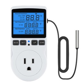 SUMKLIN Plug in Digital Thermostat Temperature Controlled Outlet with Backlit LCD, 1800W 120V 15A Heating Cooling Control for Reptile, Incubation, Aquarium, Refrigerator, Home Brewing