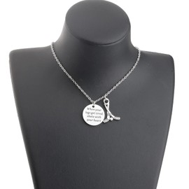 SEIRAA Hockey Stick Jewelry Ice Hockey Player Necklace Skate with Your Heart Pendant Hockey Team Necklaces (Hockey)
