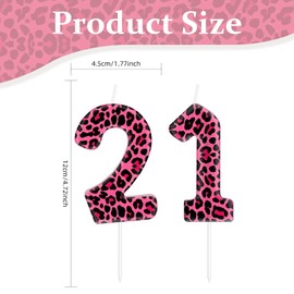 Leopard Print Number 24 Candles - Pink Cheetah & Leopard Party Decorations for Girls' 24th Birthday