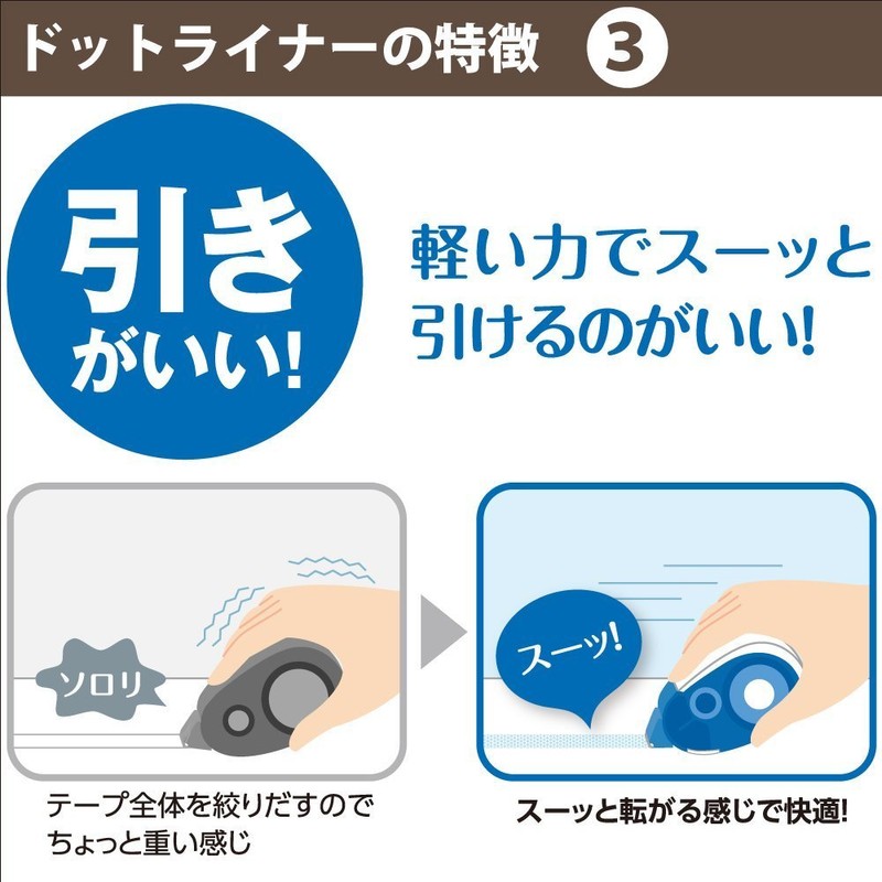 Kokuyo Dot Liner Long Refill Tape, Set of 2