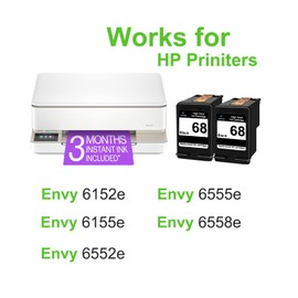 68 Black Ink Cartridge High Yield (2-Pack) - Replacement for HP 68 Ink Cartridge for Envy 6152e 6155e 6552e 6555e 6558e Printer
