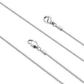 LOLIAS 2Pcs Stainless Steel Chain Necklace for Women - 1mm Thin & Strong Silver Chain Necklace - Hypoallergenic Snake Box Necklace, 30 Inch