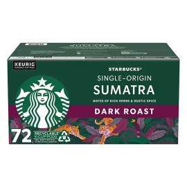 Starbucks Dark Roast K-Cup Coffee Pods,  Sumatra, 72 ct. FREE SHIPPING