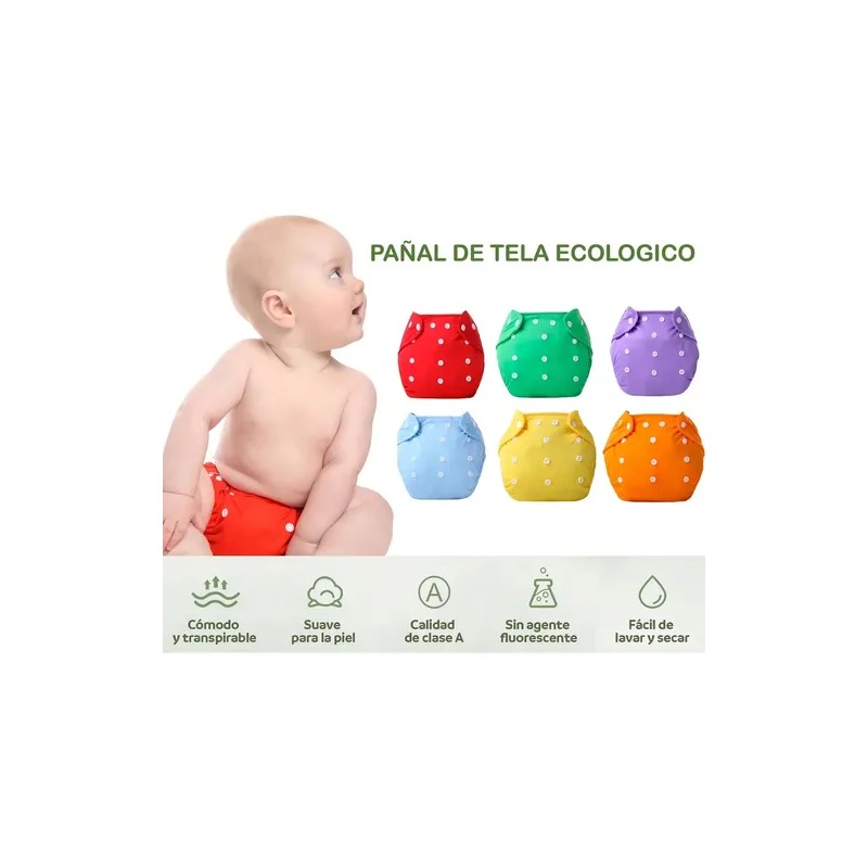 Pañales Ecológicos Reutilizables Pack 6 + 6 Insertos Bluelander Ajustables