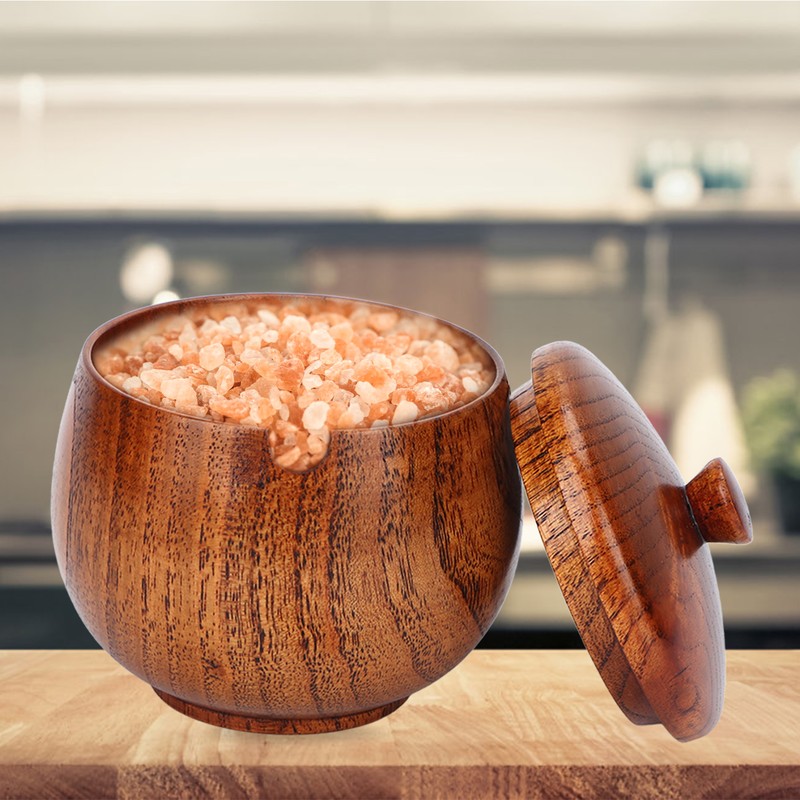 Sour Jujube Wood Condiment Jar Japanese Safe Dustproof Classic Flip