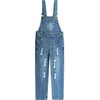 KIDSCOOL SPACE Little Girls Denim Overalls, Elastic Waistband Inside Washed
