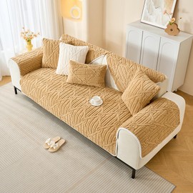 2025 Luxury Soft Sofa Cover, Cat Scratch Furniture Protector Sofa Slipcover Anti-Slip Sectional Couch Sofa Seat Cushion Armrest Backrest Cover for Dogs Cats Kids (Khaki, 70x70cm)