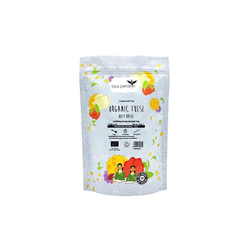 Tea People Organic Tulsi Holy Basil Refill Pack, Mint, 100g