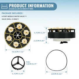 VORGENS 6 Port Module Fit for Paramount PCC2000 6-port Gear Water Valve Module - Fit for Paramount Pop up 6-port Module 004302440800 004-302-4408-00 6-port In-floor Pool Module