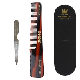 G.B.KENT Kent 138mm Handmade Pocket Hair Comb Warrant to British Royal Family R18T (Classic Color & Leather Case)