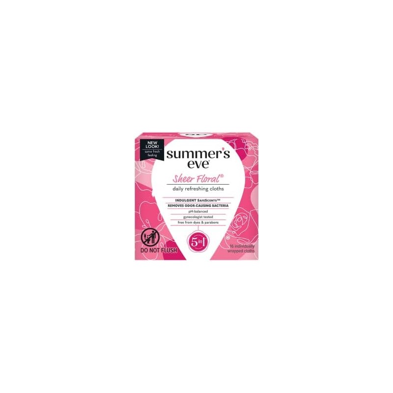 Summers Eve Sheer Floral Cleansing Cloths, Individually Wrapped, 16-Count (2-Pack)