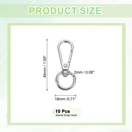 sourcing map 10Pcs Swivel Lobster Clasps, Zinc Alloy Classic Swivel Trigger Snap Hooks, Push Gate Snap Hook Bag Clips for Lanyard DIY Crafts Making (1/2", Silver)