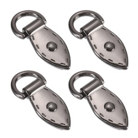 PATIKIL Bag Side Clip Buckle, 4 Pcs Metal Purse Suspension Clasp Suspending Leaf Shape Handbag D Ring Buckle Chain Link Connector Purse Strap Hardware for Bag Making DIY Craft, Deep Gray