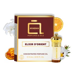 ARABIAN PERFUMES & OILS Elixir D’Orient Perfume Oil - Intriguing Warm Woody Fragrance Oil for Men and Women - Travel Size Perfume 0.10 Fl. Oz.
