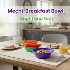 Mezchi 16 Pack Cereal Bowls with Straws, 22 Oz Breakfast Bowl, BPA-Free Sip-A-Bowl, Reusable Bowls for Milk, Soup, Dishwasher Safe, 4 Colors