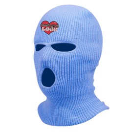Made You Look Three Hole Mask Embroidered Ski Mask Full Face Cover Knitted Embroidery Warm Graphic Balaclava (Sky Blue)
