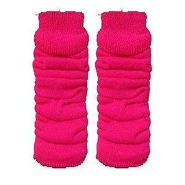 Luxurious Ladies 80's Dance Plain Ribbed Leg Warmers, Neon Leg warmers 15 Colours (Hot Pink)