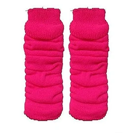 Luxurious Ladies 80's Dance Plain Ribbed Leg Warmers, Neon Leg warmers 15 Colours (Hot Pink)