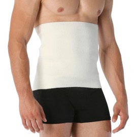 Easy8 - (White, XL Abdominal Belt, Kidney Warmer, Wool Abdominal Bandage, Back Warmer, Kidney Belt, Belly Band, Women, Unisex, Thermal, Elastic
