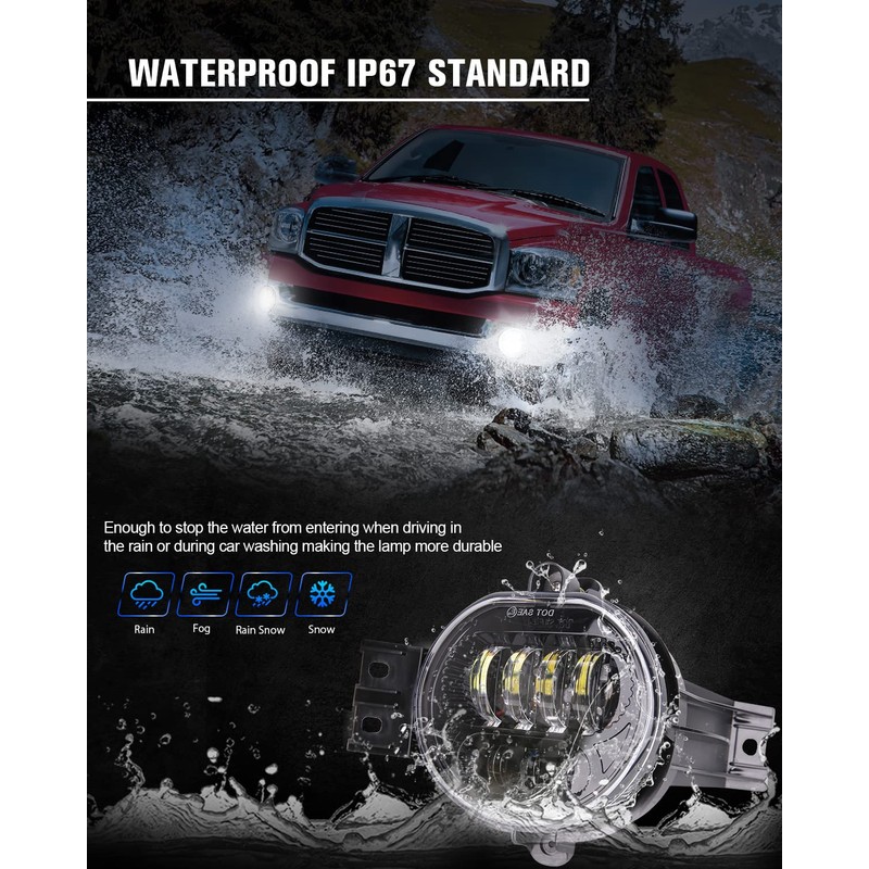 BICYACO New Version LED Fog Light Compatible with Dodge Ram