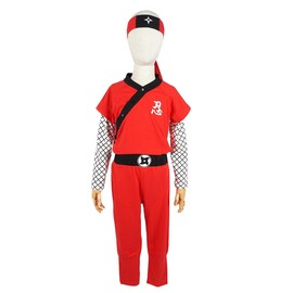 CoolChange Ninja Costume for Children, Shinobi Children's Fancy Dress, Red, Cotton, Size: 122