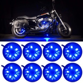 LEDGlow 8pc Blue LED Pod Lighting Kit for Motorcycles ATVs & Quads - Waterproof - Solid Color Illumination - Ultra-Bright Wide Angle SMD LEDs - Includes On/Off Power Switch
