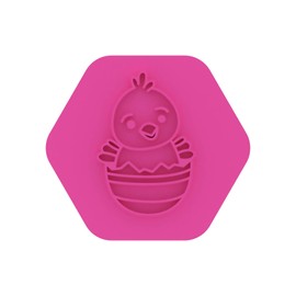 LissieLou Mini Easter Chick in Egg Cookie Stamp Easter Icing Fondant Embosser - Light Pink