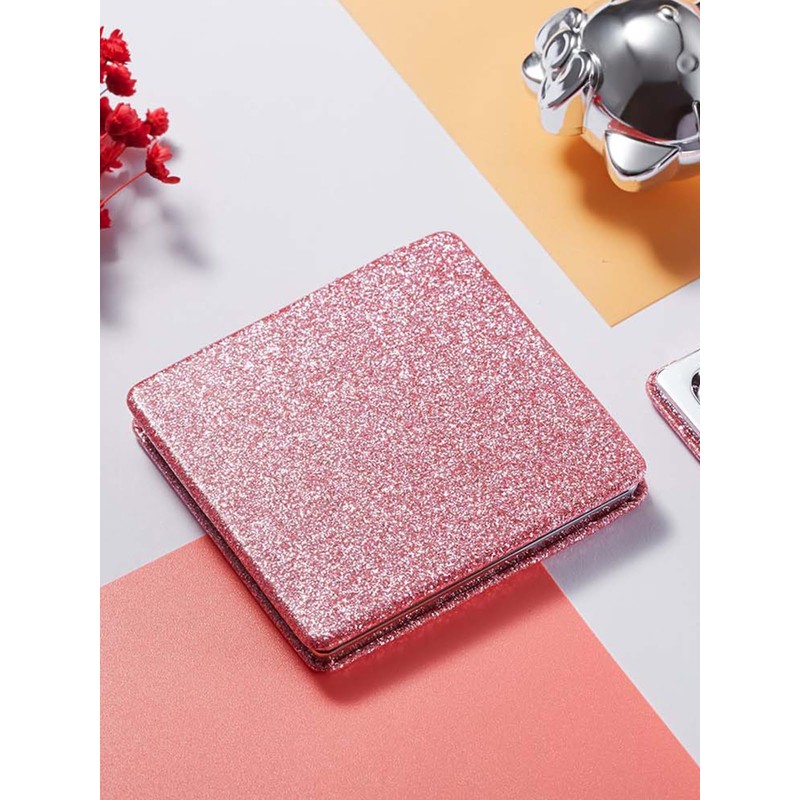 OMIRO Compact Mirror, Glitter PU 1X/3X Magnification, Ultra Portable for
