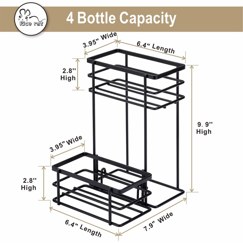 Rice rat Coffee Syrup Organizer Rack, (4 Bottle Capacity),2 Tier