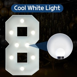 imprsv 3FT Marquee Light Up Numbers, Marquee Numbers 8, Cool White Light Up Numbers for Party, Big Numbers for 18th 80th Birthday Party Decorations,Large Cardboard, Anniversary Decor
