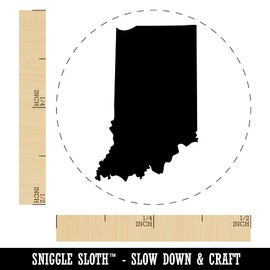 Indiana State Silhouette Self-Inking Rubber Stamp Ink Stamper for Stamping Crafting Planners - 1/2 Inch Mini - Lime Green Ink