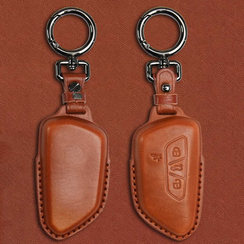Tukellen for Volkswagen Leather Key Fob Cover Compatible with VW