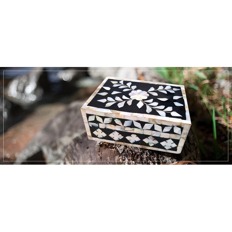 collectiblesBuy Handcrafted Bone Inlay Decorative Box Floral Design Multipurpose Storage