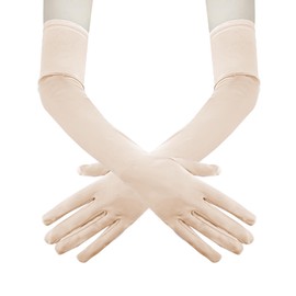 1 Pair of Long Satin Finger Gloves 1920s Opera Party Wedding Bridal Etiquette Gloves (Champagne)