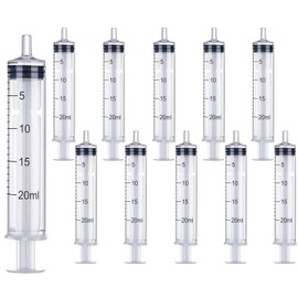 SGQTGIMU Pack of 10 Syringes 20 ml, Syringes 20 ml Plastic Syringe Feeding Syringe Disposable Syringe for Animal Feeding, Plant Watering and Laboratory Individually Packed