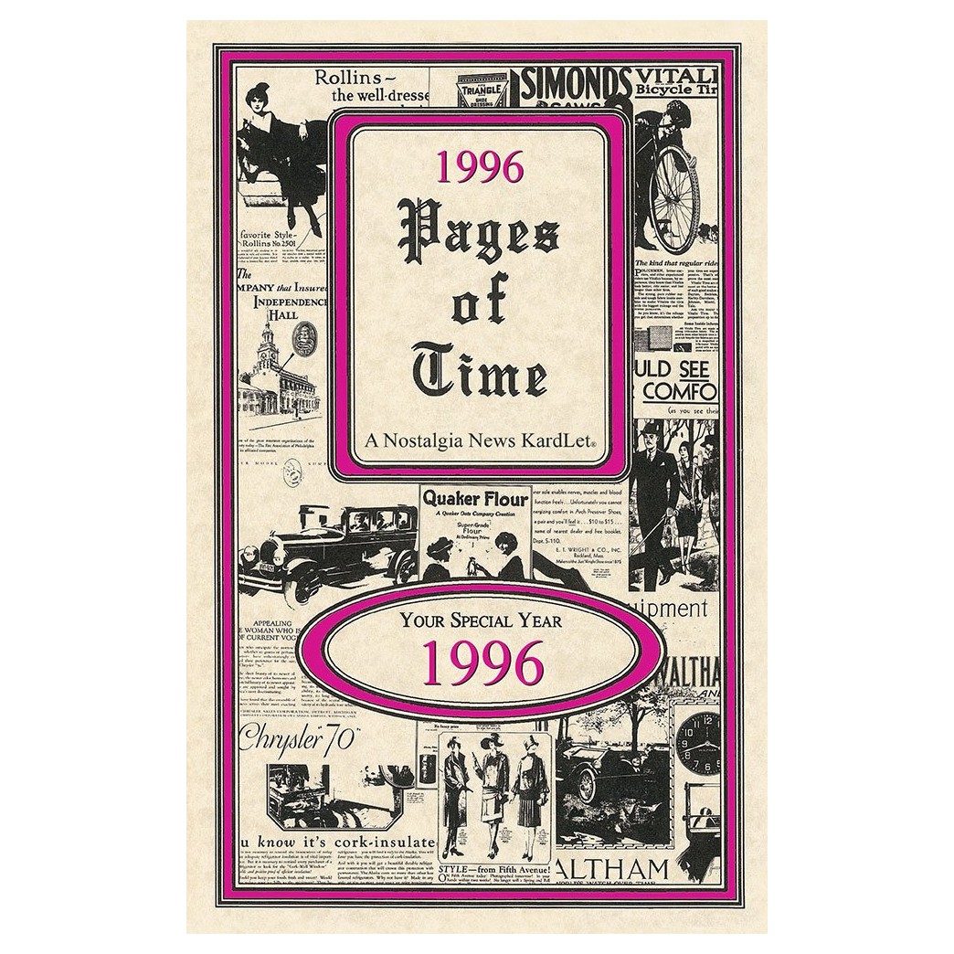 1996 PAGES OF TIME CELEBRATION KARDLET: Birthdays, Anniversaries, Reunions, Homecomings, Client & Corporate Gifts