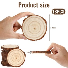 Pack of 18 Wooden Discs Round Natural Wood Tree Discs 8-10 cm Diameter Without Hole Pine Wood Tree Discs for DIY Crafts Wooden Discs Wedding Centrepieces Christmas di Pino, Decorazione per tron