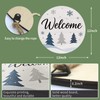 Winter Welcome Door Sign,Wooden Snowy Pine Tree Door Decor