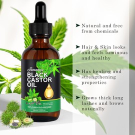 WEEMAGIC Jamaican Black Castor Oil for Castor Oil Pack & Eyelashes and Eyebrows 100% Pure Hair Oil Body Oil Moisturizing Massage Oil for Aromatherapy