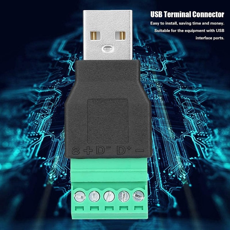 2 x USB A Male 5 Pin Screw Connector Adapter